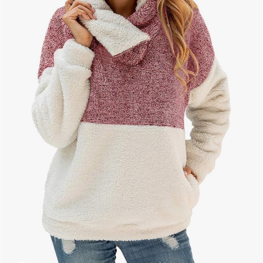 Women’s fuzzy fleece lapel sweater